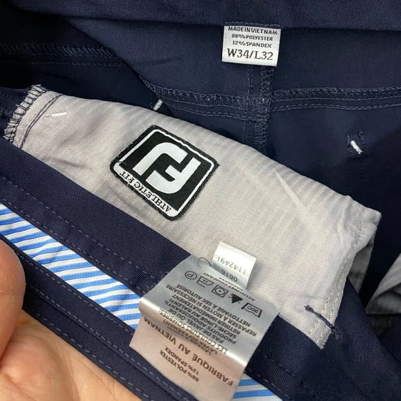 FOOTJOY FJ Men’s Athletic Fit Golf Pants Navy Blue Size 34 X 32 - Picture 3 of 9